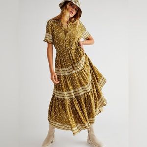 Free People Rare Feeling Olive Maxi Dress- Medium
